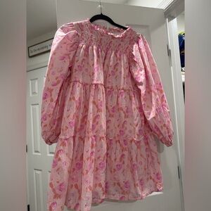 Shop the Mint Pink Floral Long Sleeve Smocked Medium Dress Hidden Nursing Zipper